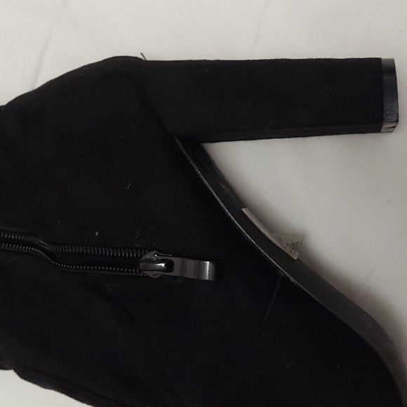 Over The Knee Black Faux Suede Boots Womens 11M Thigh High Stretch 4" Heel - Picture 5 of 9